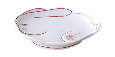 兎型小皿（１枚）　赤絵