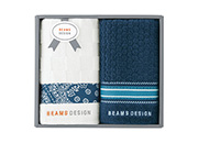 ＢＥＡＭＳ　ＤＥＳＩＧＮフェイスタオル２枚セット　ネイビー